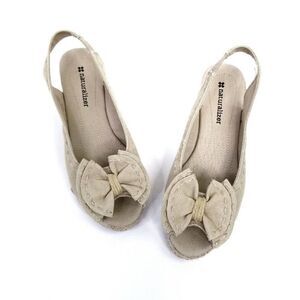 Naturalizer Cream Espadrilles with Peep-Toe and Slingback Design